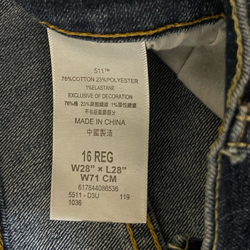 Levi’s 511 Classic Blue Jeans 28x28 boys 16 reg - Picture 3 of 7